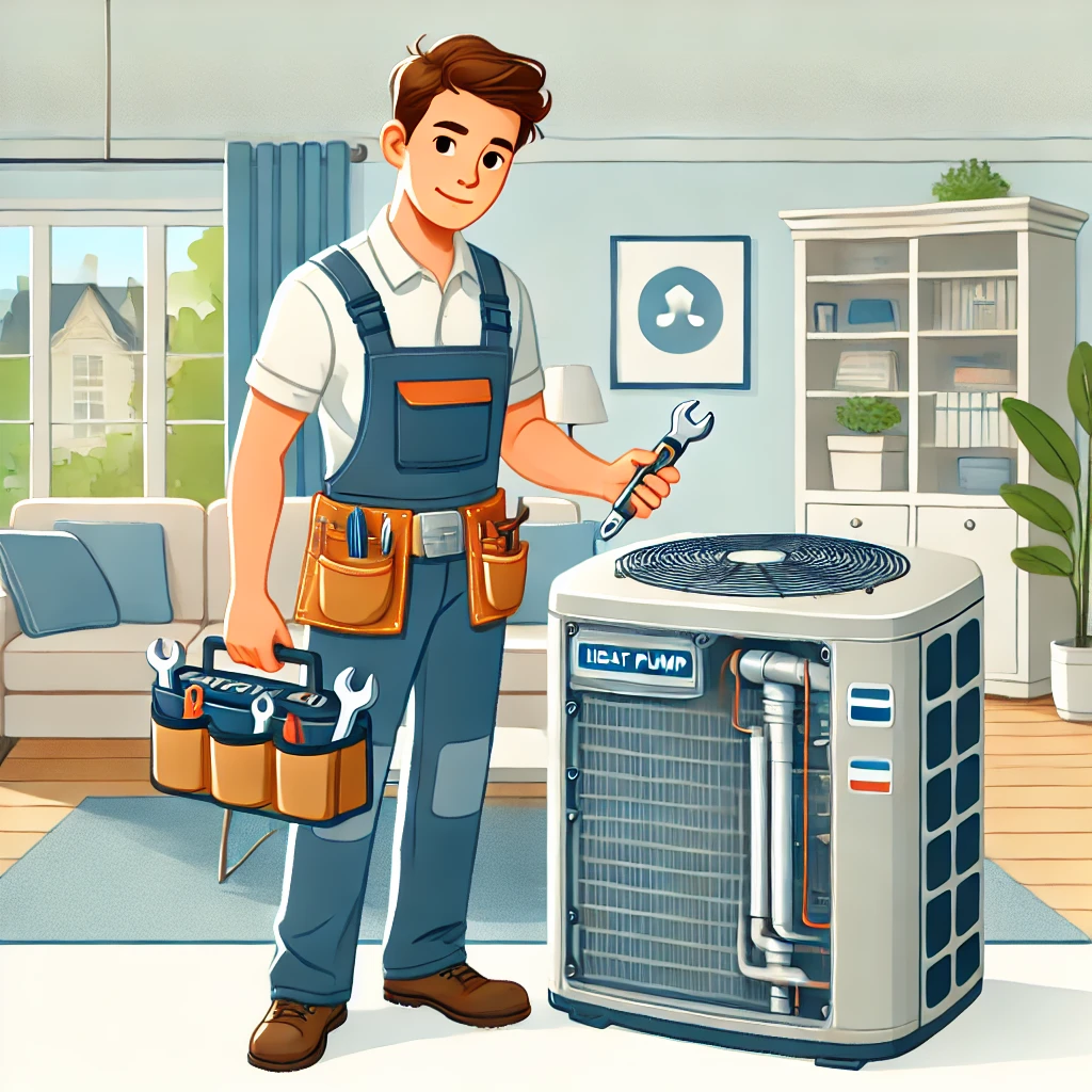 heat pump repair technician cartoon